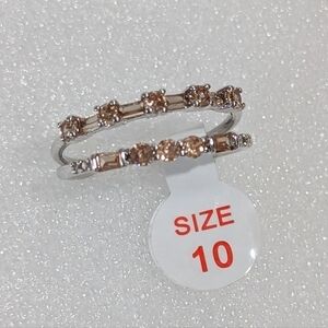 NWT Bomb Party "Here's To Love" RBP8619 LC Smoky Topaz Rhodium Plated Sz 10 Ring